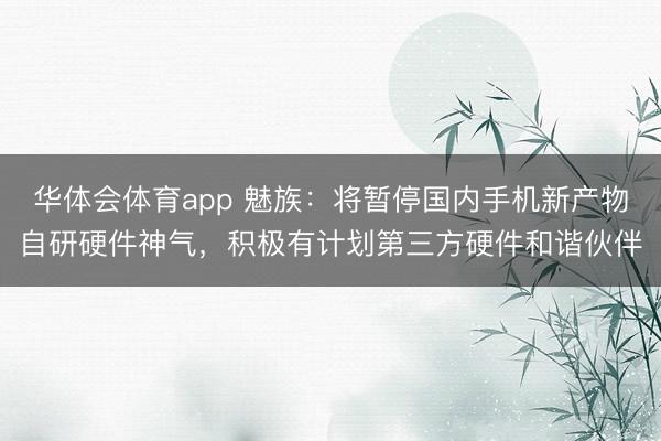 华体会体育app 魅族：将暂停国内手机新产物自研硬件神气，积极有计划第三方硬件和谐伙伴