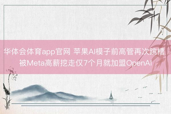 华体会体育app官网 苹果AI模子前高管再次跳槽 被Meta高薪挖走仅7个月就加盟OpenAI