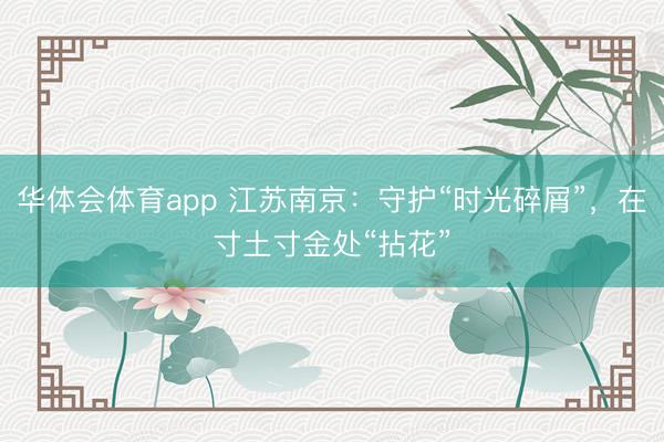 华体会体育app 江苏南京：守护“时光碎屑”，在寸土寸金处“拈花”
